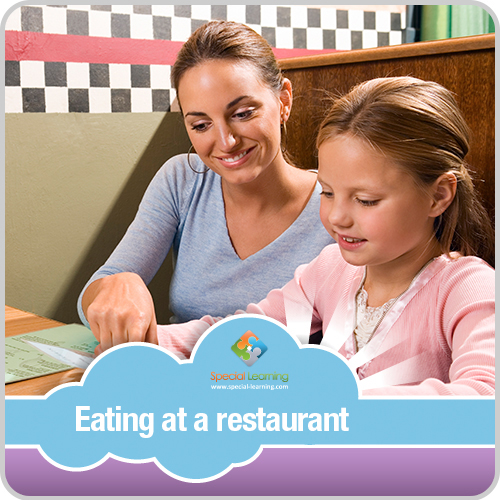 Click to view full image Eating at a Restaurant Girl Visual Schedule: image 1
