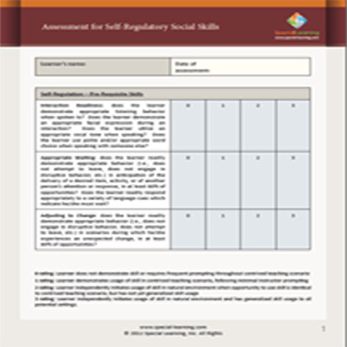 Click to view full image Assessment for Self-Regulatory Social Skills: image 1
