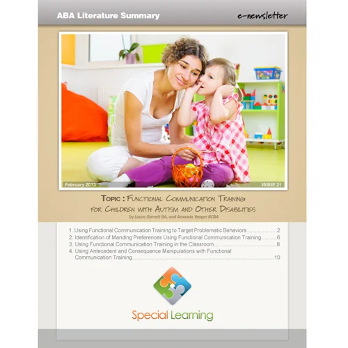 Click to view full image Functional Communication Training for Children with Autism and other Disabilities - ABA Literature Summary: image 1